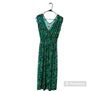 nwt Factories Connection womens Boho print green maxi dress size medium/large
